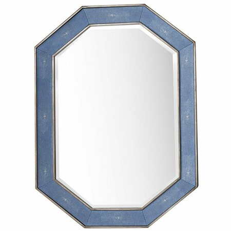 JAMES MARTIN VANITIES Tangent 30in Mirror, Silver w/ Delft Blue 963-M30-SL-DB